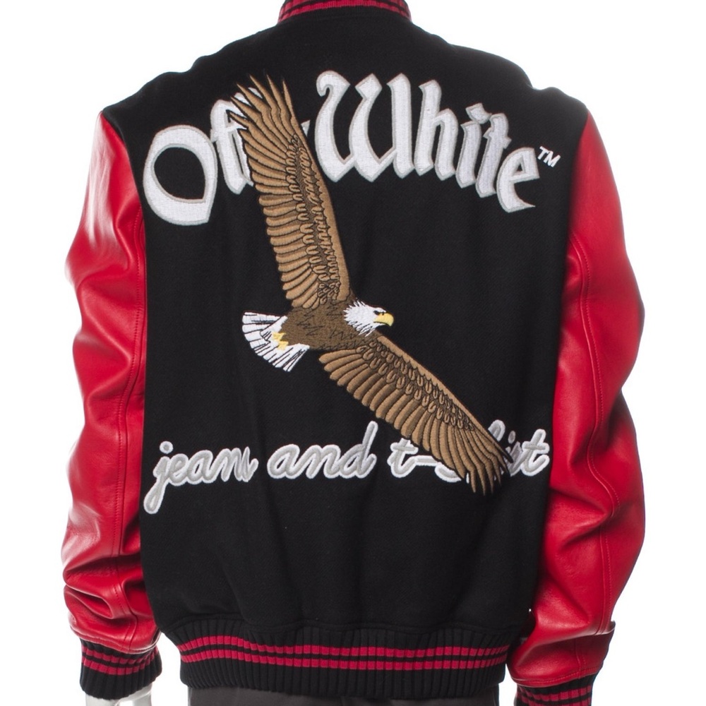 Off-White Black And Red Varsity Jacket - image 3